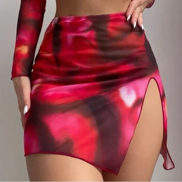 Pink Tie Dye Swimsuit Coverup Skirt - Picture 1 of 2